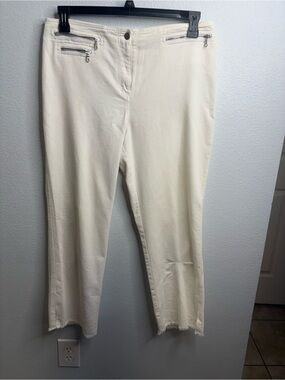 Lillie Rubin Size 12 White Raw Hem Jeans